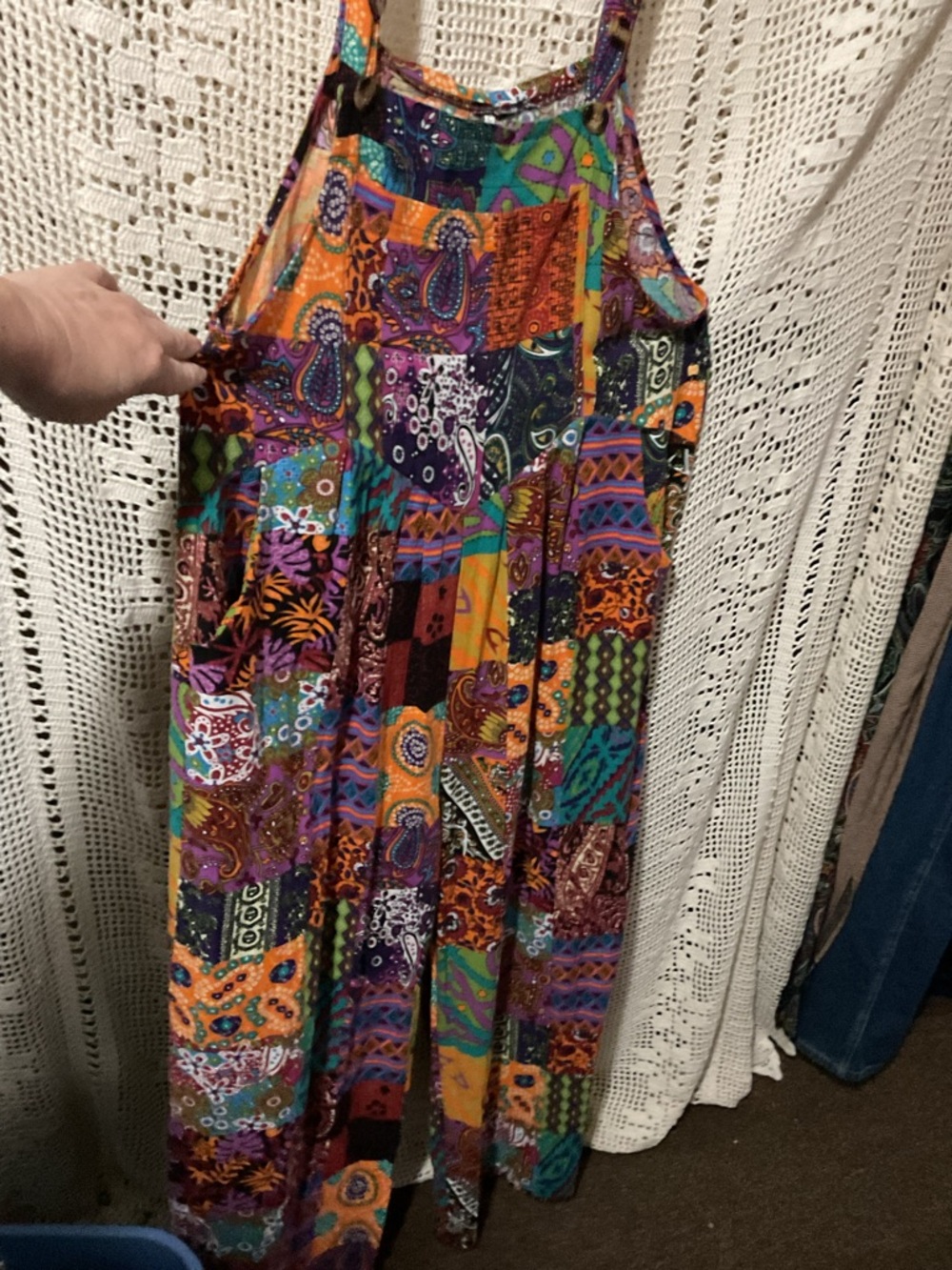 Boutique Patchwork Overalls Funky Hippie Boho Large